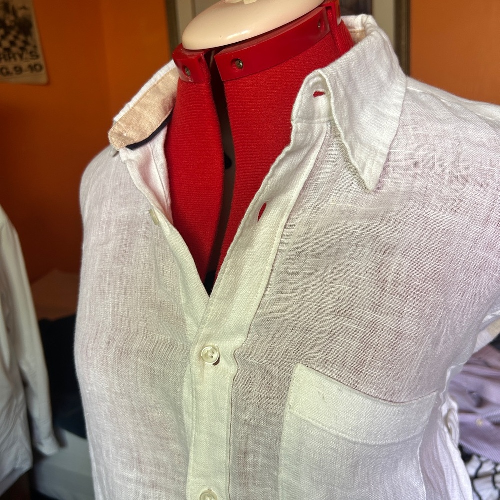 PANAMA JACK White Longsleeve Linen Button Down Shirt M